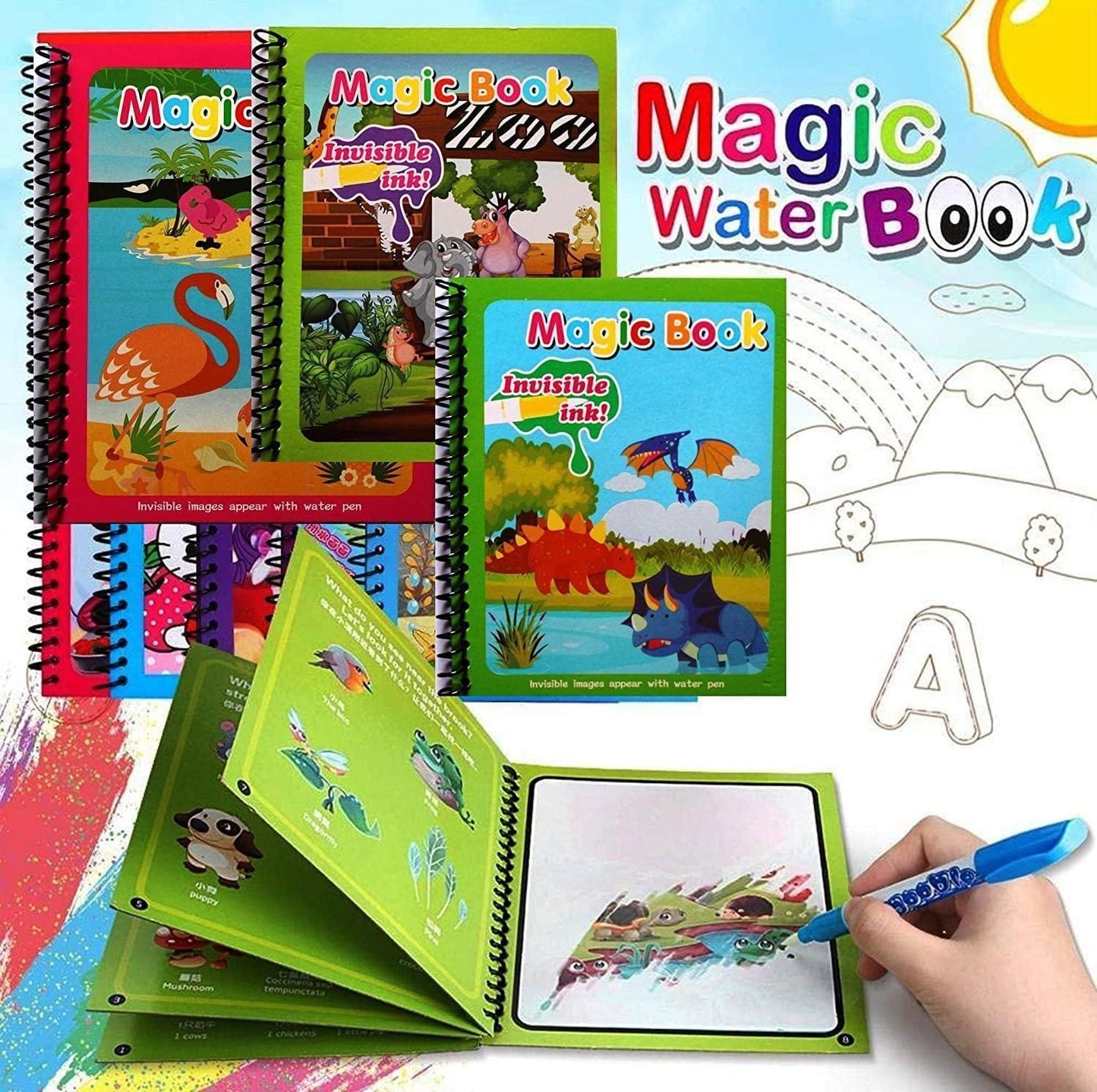 Reusable Magic Water Painting Book for Kids